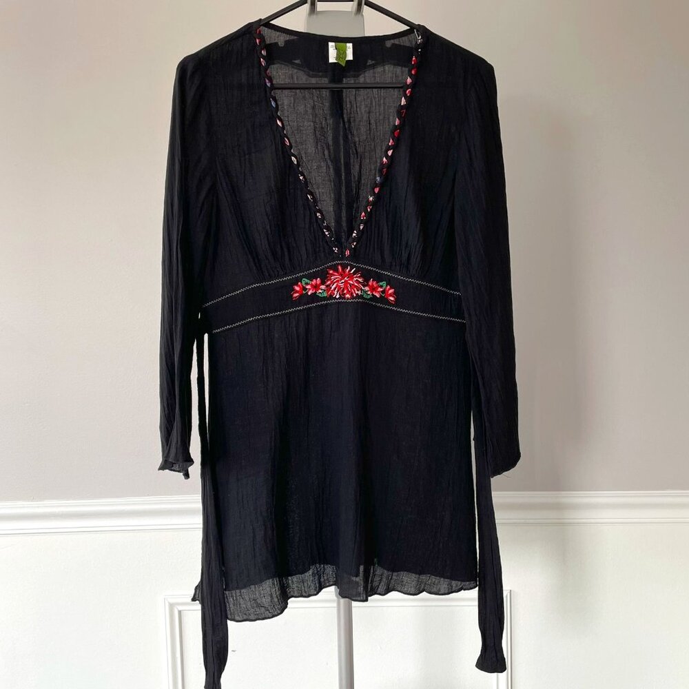 Becca Black Embroidered Beach Coverup